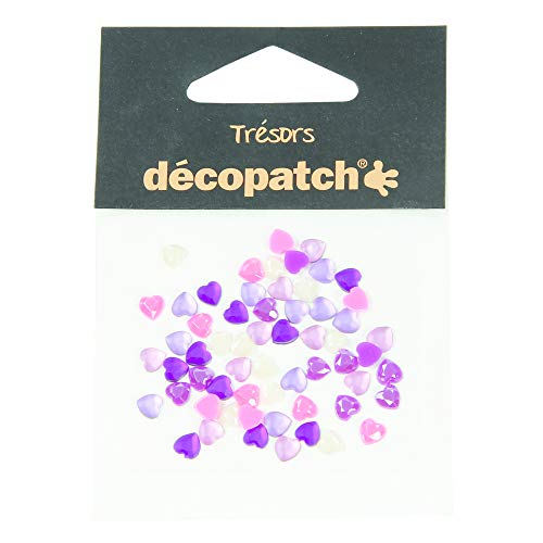 Décopatch BJ017O Packung mit 60 Schmuck (Herzform, ideal für Ihre Pappmachés und Bastelprojekte, 5mm, tolle Lichteffekte) 60 Stück rosa/violett von Decopatch