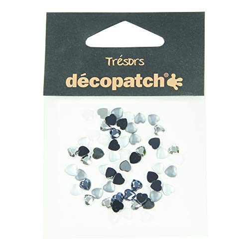 Décopatch BJ020O Packung mit 60 Schmuck (Herzform, ideal für Ihre Pappmachés und Bastelprojekte, 5mm, tolle Lichteffekte) 60 Stück schwarz/weiß von Decopatch