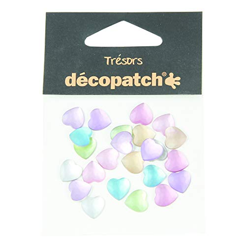 Décopatch BJ022O Packung mit 24 Schmuck (Herzform, ideal für Ihre Pappmachés und Bastelprojekte, 10mm, tolle Lichteffekte) 24 Stück pastel, farbig sortiert von Decopatch