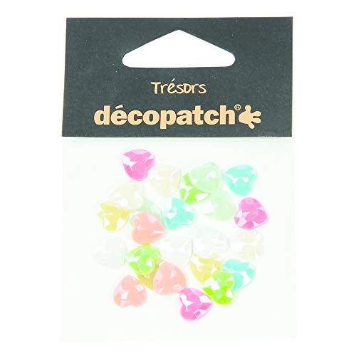 Décopatch BJ024O Packung mit 24 Schmuck (Herzform, ideal für Ihre Pappmachés und Bastelprojekte, 10mm, tolle Lichteffekte) 24 Stück pearl pastel, farbig sortiert von Decopatch