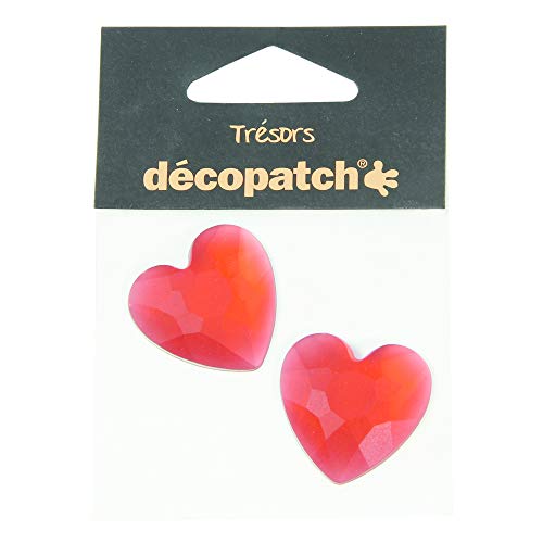 Décopatch BJ026O Packung mit 2 Schmuck (Herzform, ideal für Ihre Pappmachés und Bastelprojekte, 30mm, tolle Lichteffekte) 2 Stück rot von Decopatch