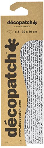 Decopatch C771O Papier, 395 x 298 mm, 3er Pack, schwarz-weiß handschrift von Decopatch