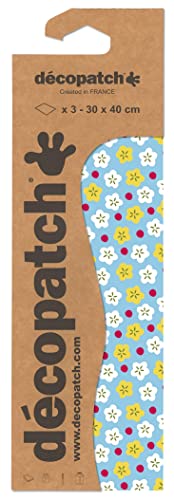 Decopatch Décopatch C852C - Packung mit 3 Blatt Décopatch-Papier gleichen Musters, Nr. 852, praktisch und einfach zum Verwenden, ideal für Ihre Pappmachés und Bastelprojekte, 1 Pack von Decopatch