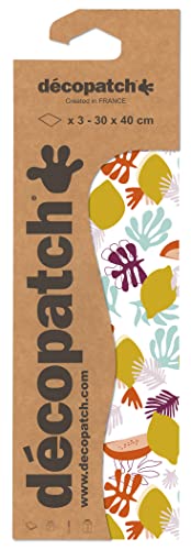 Decopatch Décopatch C860C - Packung mit 3 Blatt Décopatch-Papier gleichen Musters, Nr. 860, praktisch und einfach zum Verwenden, ideal für Ihre Pappmachés und Bastelprojekte, 1 Pack von Decopatch