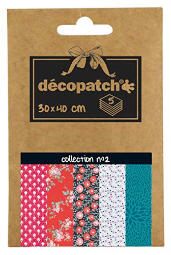 Decopatch Décopatch DP002O Packung Décopocket mit 5 Papierbogen (30 x 40 cm) (gefaltet, 13 x 9,5 cm, praktisch zum Transportieren und einfach zum Verwenden) 1 Pack farbig sortiert von Decopatch