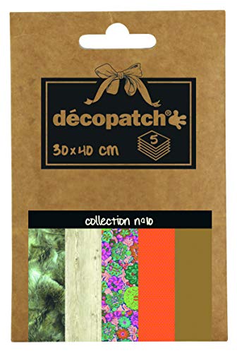 Decopatch Décopatch DP010O Packung Décopocket mit 5 Papierbogen (30 x 40 cm) (gefaltet, 13 x 9,5 cm, praktisch zum Transportieren und einfach zum Verwenden) 1 Pack farbig sortiert von Decopatch