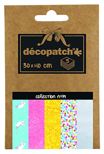 Decopatch Décopatch DP019O Packung Décopocket mit 5 Papierbogen (30 x 40 cm) (gefaltet, 13 x 9,5 cm, praktisch zum Transportieren und einfach zum Verwenden) 1 Pack farbig sortiert von Decopatch