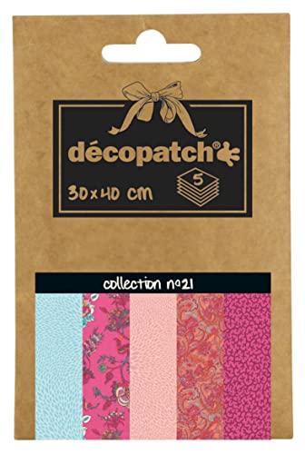 Decopatch Décopatch DP021C - Déco Pocket No. 21 Packung mit 5 Blatt Décopatch-Papier 30x40cm, 1 Pack von Decopatch