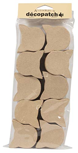 Décopatch EV022C - Set mit 10 Mini-Boxen aus Pappmaché, Katzenkopf 6x3cm, 1 Set von Decopatch