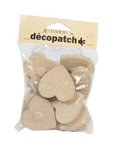 Décopatch EV024C - Packung mit 12 Herzen aus Pappmaché, 5x1cm, magnetisch, 1 Pack von Decopatch