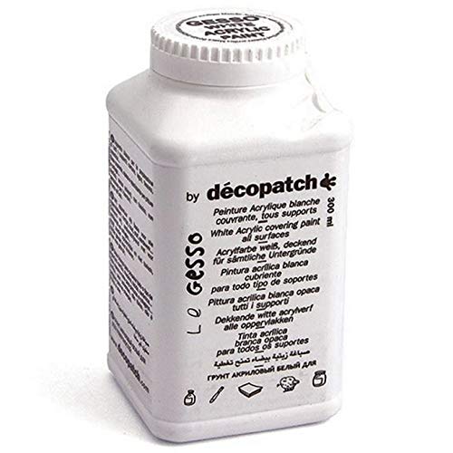 Décopatch GE300AO Gesso Acrylfarbe (weiss, für jeden Untergrund, 300g) von Decopatch