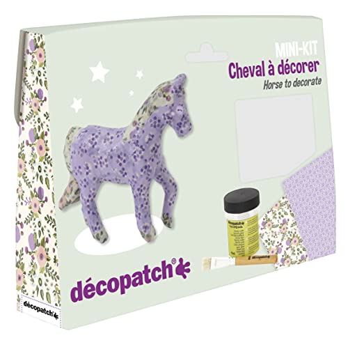 Decopatch Décopatch KIT010O Bastel Set Pappmaché Pferd (ideal für Kinder, 3,5 x 19 x 13,5 cm) lila, rosa von Decopatch