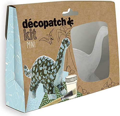 Decopatch KIT011O Bastel Set Pappmaché Dinosaurier (ideal für Kinder, 3,5 x 19 x 13,5 cm) blau, grün von Decopatch