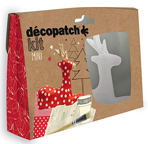 Decopatch Décopatch KIT018O Bastel Set Pappmaché Rentier (ideal für Weihnachten und für Kinder, 3,5 x 19 x 13,5 cm) rot von Decopatch