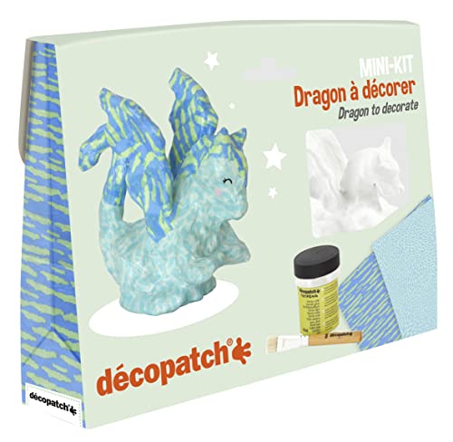 Décopatch KIT035C - Mini Set Drache aus Pappmaché, 4,5x19x13,5cm, für Kinder geeignet, einfach zum Verzieren, Kartonbraun, 1 Set von Decopatch