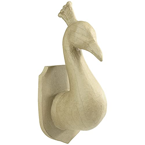 Décopatch MA029C Trophäe Pfau (aus Pappmaché zum Verzieren und Personalisieren, 16,5 x 16,8 x 37,5 cm, ideal für Ihre Hausdeko) 1 Stück kartonbraun von Decopatch