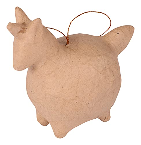 Décopatch NO045C - Tannenbaumkugel aus Pappmaché, Einhorn Form, zum Aufhängen 11cm, für Weihnachtsbaum, einfach zum Verzieren, Kartonbraun, 1 Stück von Decopatch