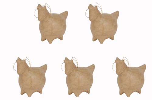 Décopatch NO045Cpack – Ein Set mit 5 Einhorn-Kugeln zum Aufhängen und Dekorieren aus Pappmaché, braun, 11,5 x 6 x 11 cm von Decopatch