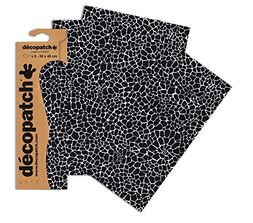 Decopatch Papier No. 564 (schwarz Giraffe, 395 x 298 mm) 3er Pack Schwarz Giraffe Print von Decopatch