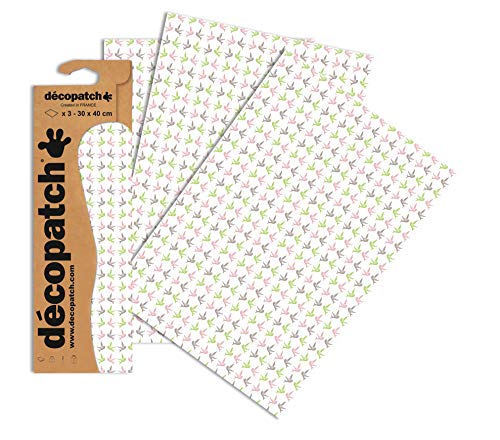 Decopatch Papier No. 685 (grau pink Grün Taube, 395 x 298 mm) 3er Pack von Décopatch