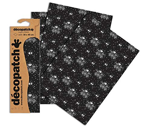 Decopatch Papier No. 764 (schwarz weiß Tatoo, 395 x 298 mm) 3er Pack von Decopatch