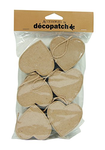 Decopatch Pappmaché Herz Boxen zu hängen, 6 Stück, braun von Decopatch