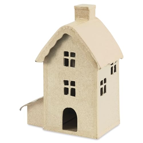 Décopatch SA231C - Haus aus Pappmaché, 13x7,5x16,5cm, zum Dekorieren, ideal als Bastelaktivität, 1 Stück, Kartonbraun von Decopatch