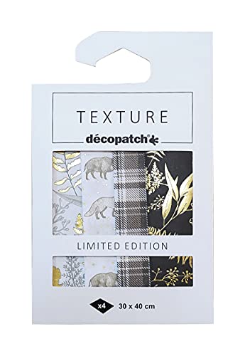 Décopatch TD835C - Blisterpackung mit 4 gleichen Bogen, 30x40cm, Texture mit Metallic-Effekt, 1 Pack von Decopatch