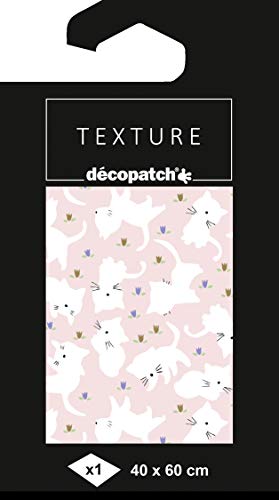 décopatch TD844C - 1 Bogen 40x60cm décopatch-Papier Motiv Texture, Katze Rosa von Decopatch