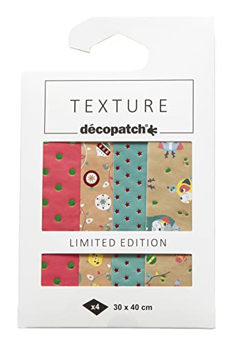 Décopatch TD847C - Blisterpackung mit 4 gleichen Bogen, 30x40cm, Texture mit Metallic-Effekt, 1 Pack von Decopatch