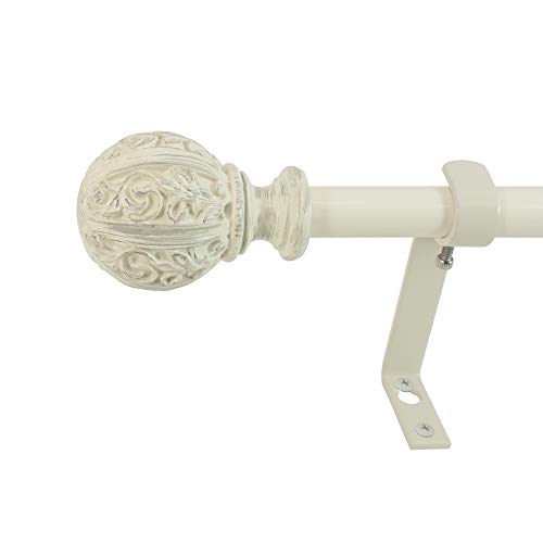 Decopolitan Leaf Ball Gardinenstangen-Set, Ivory, Elfenbeinfarben im Used-Look, 48-86" von Decopolitan