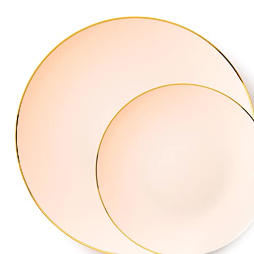 Decor Decorline - Premium Mehrweg Kunststoff Partygeschirr set - 32 Teile - Classic Combo - Rosa/Gold - Stabil, Wiederverwendbares Teller Set -2 Größen (16x26cm, 16x19cm) von Decor Decorline