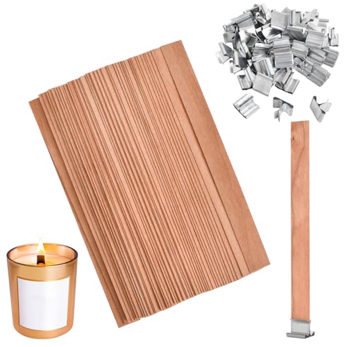 Dochte Für Kerzen Holz 50 Set Kerze Mit Holzdocht Woodwick Mit 50 Eisenständer, Kerzendochte Set Kerzen Selber Machen Set Mit Holzdocht Umweltfreundlicher Docht Für Kerzenherstellung Und DIY-Handwerk von DecorDwell