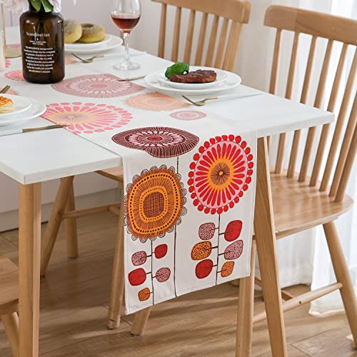 Tischläufer Frühling Rot Blumen Sonnenblume Tischläufer Modern Wohnzimmer Abstrakt Tischdecke Leinen Tischläufer Bunt Dekorativer Tischläufer für Esstisch Party Geburtstag Hochzeit 40x140 cm von DecorMommt