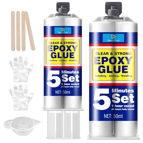 2K Epoxidkleber, 5 Minuten Kraftkleber - 100ml Transparent 2 Komponenten Epoxidharz Kleber Extra starker Klebstoff zum Kleben und Versiegeln von Metall, Kunststoff, Holz, Glas, Stein, Keramik von DecorRom