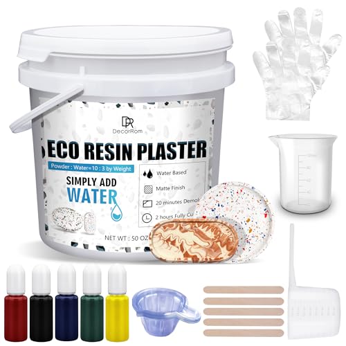 DecorRom Eco Resin Gipspulver - 1.4kg Ungiftiges Modelliergips Gießmasse Gips Pulver zum Gießen, Modellieren - Wasseraktiviertes Harz Keramikgips Gießpulver für Silikonformen, DIY Kreative Projekte von DecorRom