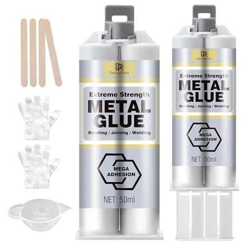 Metallkleber - 100ml 2 Komponenten Epoxidharz Kleber Extra Stark Metallkleber zur Verklebung von Metall, Edelstahl, Kunststoff, Holz, Keramik - Flüssigmetall Schweißkleber zum Reparieren, Gusseisen von DecorRom