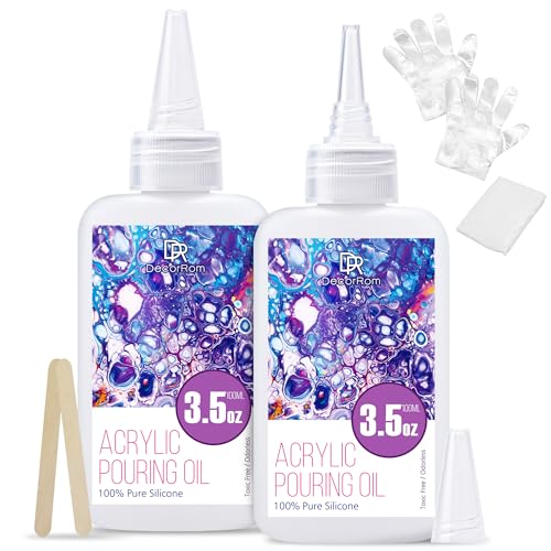 Silikonöl für Pouring 200ml - 100% Reines Silikon-Öl für Acrylfarben & Pouring Medium - Silikonöl Acryl Pouring Zubehör für Zellkreation, Acrylgießen, Acrylmalerei, DIY Acryl Pouring von DecorRom