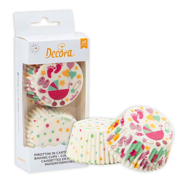 Baby Girl Muffinförmchen, 36 Stück in 2 Designs von Decora