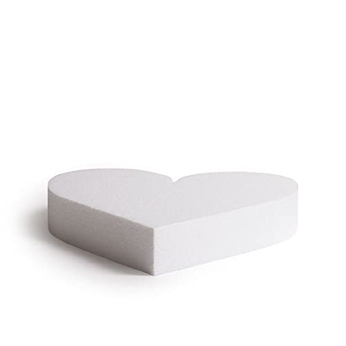 Decora, 0173915 Herzförmiger Styropor-Dummy einzeln verpackt, Ideal als Unterlage für gestapelte Kuchen, Gerade Kanten, 20 X H 5 cm. von Decora