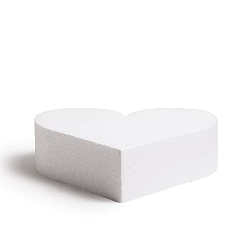 Decora, 0174060 Herzförmiger Styropor-Dummy einzeln verpackt, Ideal als Unterlage für gestapelte Kuchen, Gerade Kanten, 15 X H 7,5 cm, Beige von Decora