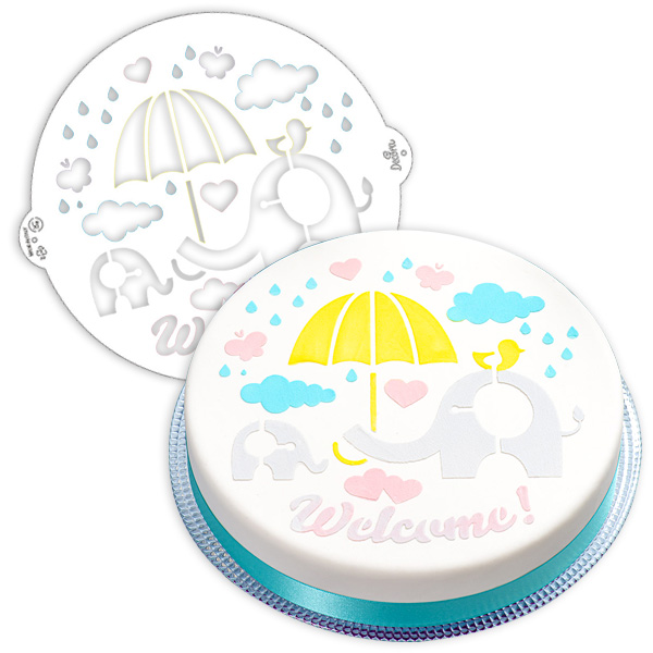 Tortenschablone "Welcome Baby Elefant", Ø 25cm von Decora