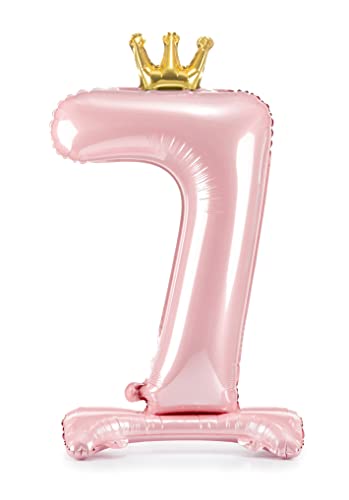 Decoraparty Folienballon Zahl 7 rosa Füße aus Aluminium, Balloon Foil Ständer für Weibchen, aufblasbar mit Luft für Party, Geburtstag, Jahrestag, Abschlussfeier, Mädchen, 84 cm von Decoraparty