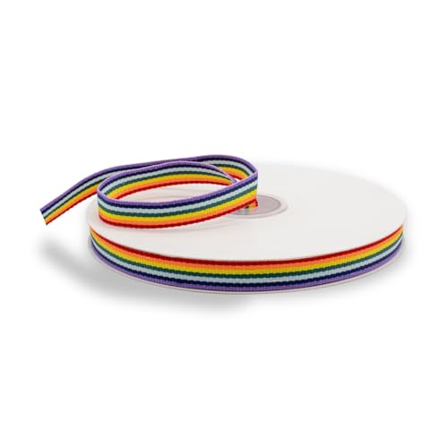 Decoraparty Regenbogen-Band, 1 cm dick, bunt, aus Polyester, für Geschenkverpackungen, Partys, Geburtstage, Feiern, Kreationen – H 10 mm x L 25 m von Decoraparty