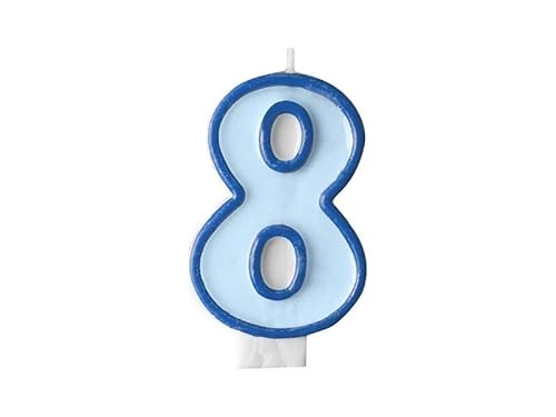 Kerze in Form von 8 Blau für Geburtstag, Himmelblau, Kerze, Anzahl Wachs, männlich, Jahrestag, Party, Anlass, Pensionierung, Jungen und Mädchen, Höhe 7 cm von Decoraparty