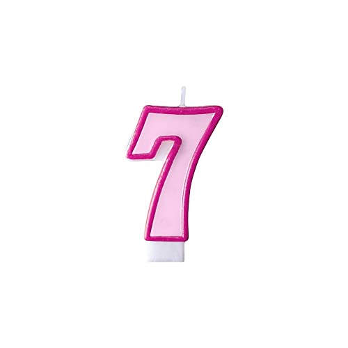 Tortenkerze mit Zahl 7 Rosa, Kerze H 7 cm, Wachs für Frauen, Geburtstag, Jahrestag, Party, Ruhestand, Gender Reveal für Jungen und Mädchen von Decoraparty