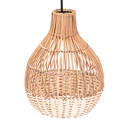 Decorasian Boho Lampenschirm aus Rattan – Korb Lampenschirm für Pendelleuchte mit E27 Lampenfassung – Korb Lampe - 2-farbig von Decorasian