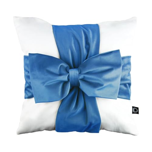 Decordruk - Kissenbezug - Dekorativer Kopfkissenbezug in Form Einer Schleife - Kissenbezüge - aus weichem Samtstoff - deko Zimmer und Wohnzimmer - 40x40 cm - Blau von Decordruk