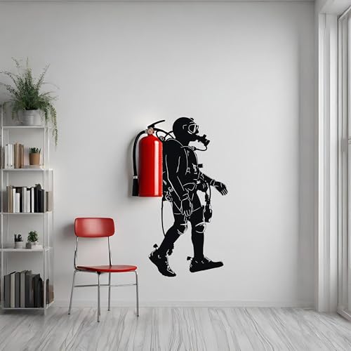 Wandaufkleber "Scuba Diver" – Feuerlöscher, tiefe Tauch-Silhouette, 94 x 45 cm von Decords