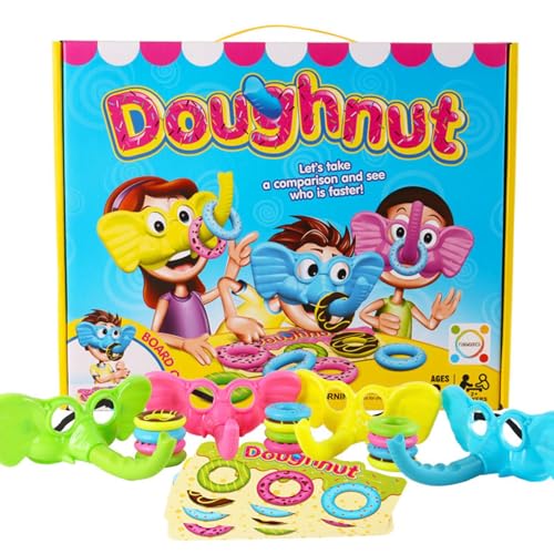 Decorhome Elefantenspiel Für Kinder – Donut-Wurfspiel Mit Sicherem Material | Lustiges Elefantenrüssel-Ringwurf-Puzzle | Wettbewerbsfähiges Tischspiel Für Kinder | Heißes Verkaufendes Donut-Wurfspielz von Decorhome